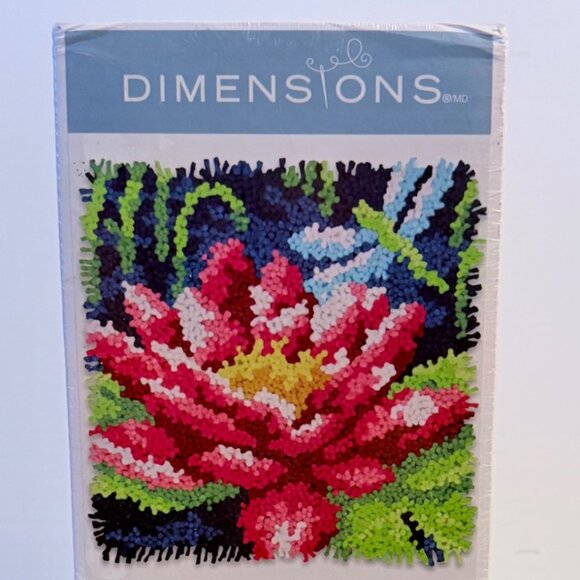 Dimensions Latch Hook Kit DIY Craft Lily Pad Dragonfly 12 X 12 Art Supply - Picture 3 of 8